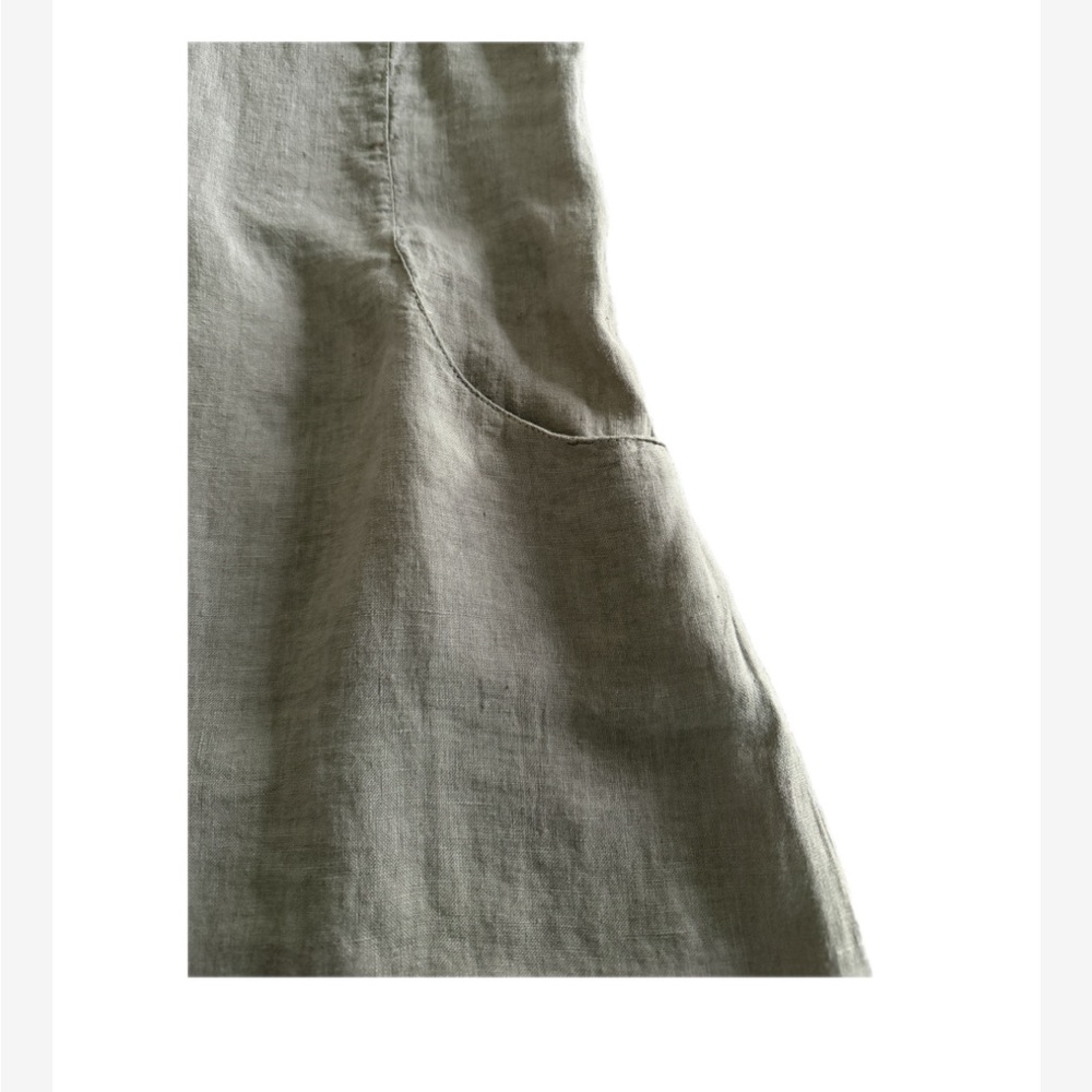 Sleeveless Embellished V-Neck Linen Dress Grey - Picture 4 of 5